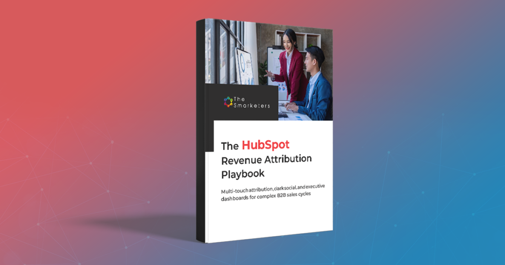 Executive revenue dashboard showing W-shape attribution and dark social influence in HubSpot